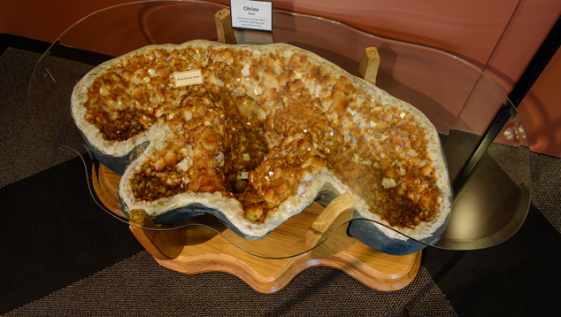Glass topped geode coffee table